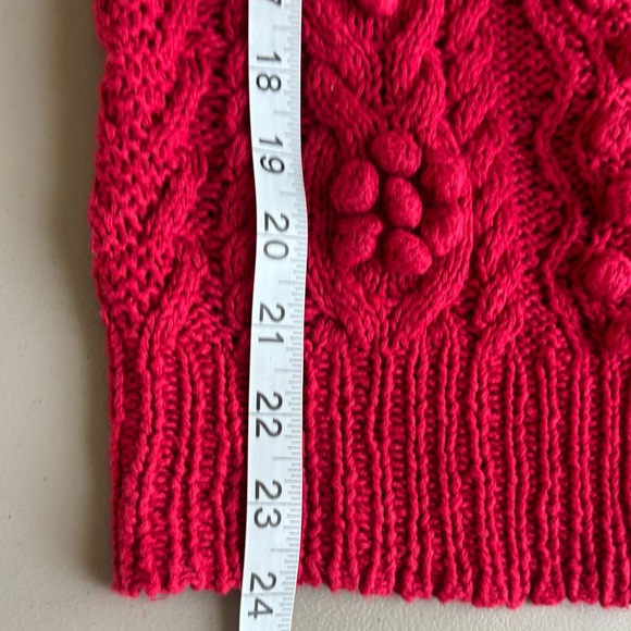 Vintage JG Hook Red Cable Knit Sweater Vest linen/ Cotton handknit Medium - Picture 7 of 7